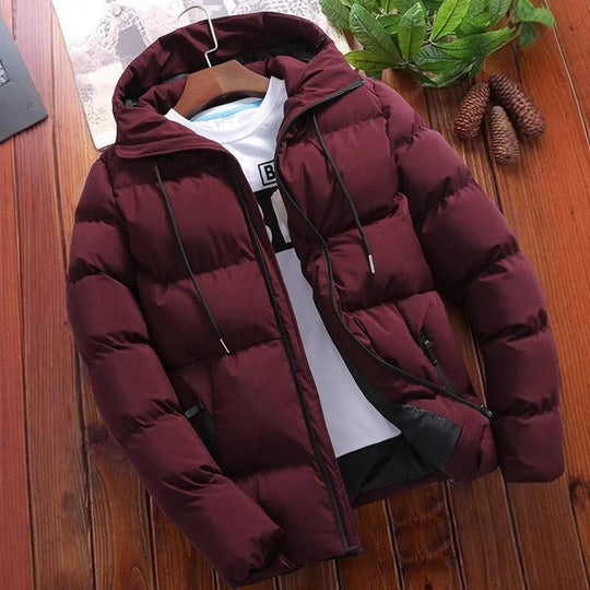 Herren-Steppjacke mit Kapuze, kurz