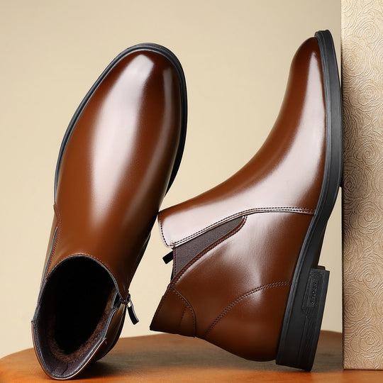 Herren-Chelsea-Stiefel, spitz zulaufend, Blockabsatz