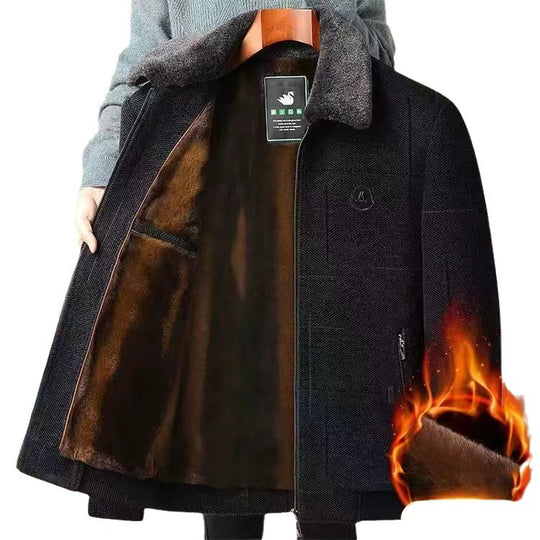 Herren-Winterjacke, Chenille, gefüttert, für Senioren