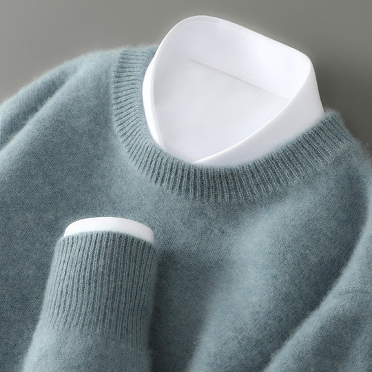 Herren-Wollpullover, 100% Wolle, Stehkragen, Business-Stil