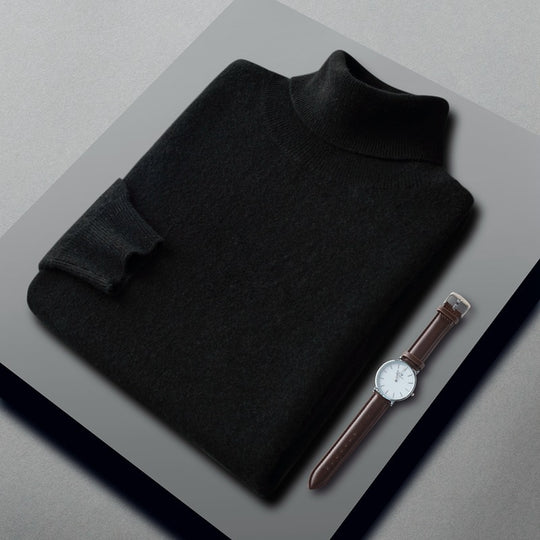 Herren-Kaschmirpullover, hoher Kragen, Business-Casual