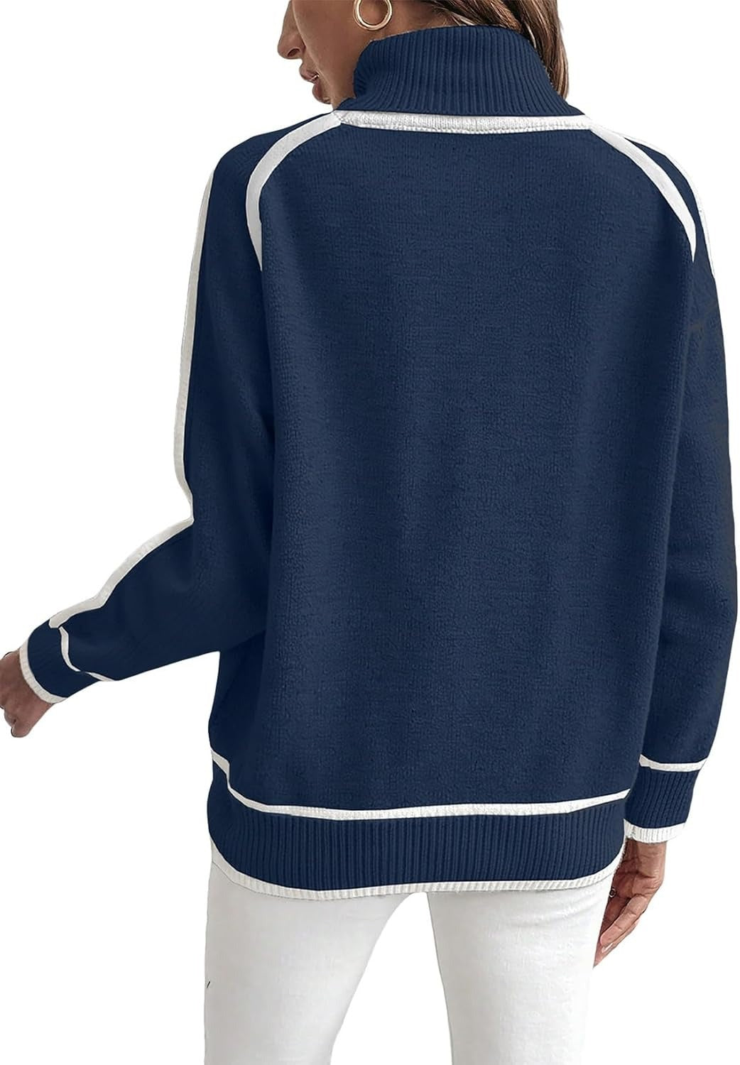 Lockerer Damen-Strickpullover mit hohem Kragen