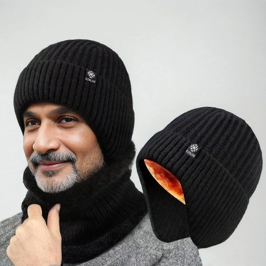 Winter-Strickmützen- und Schal-Set für Herren