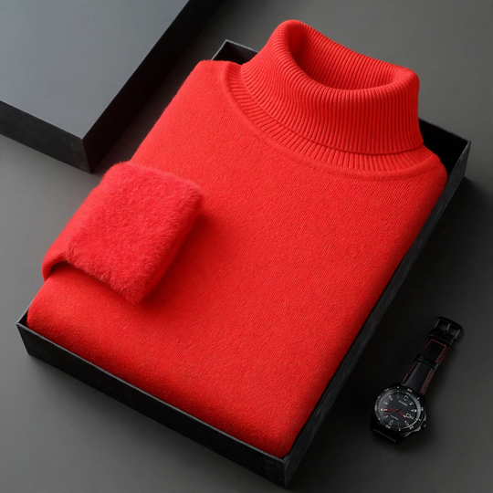 Herren-Strickpullover mit Rollkragen und Wollanteil