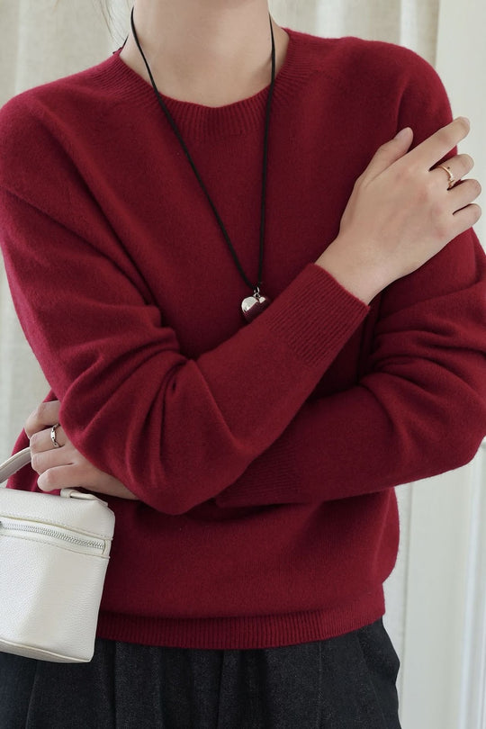 Damen-Wollpullover, V-Ausschnitt, lockere Passform