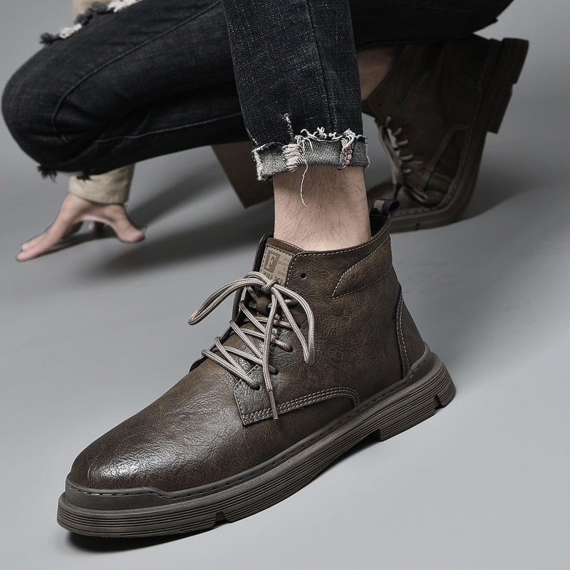 Gefütterte Herren-Lederstiefel mit Ziernähten