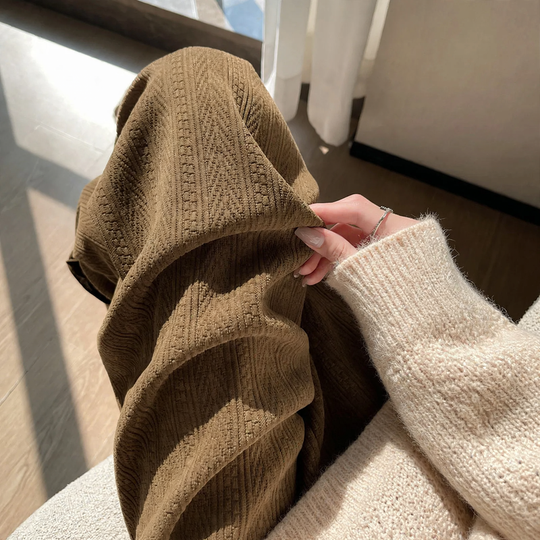 Damen-Cordhose, gerade geschnitten, hohe Taille, Freizeit