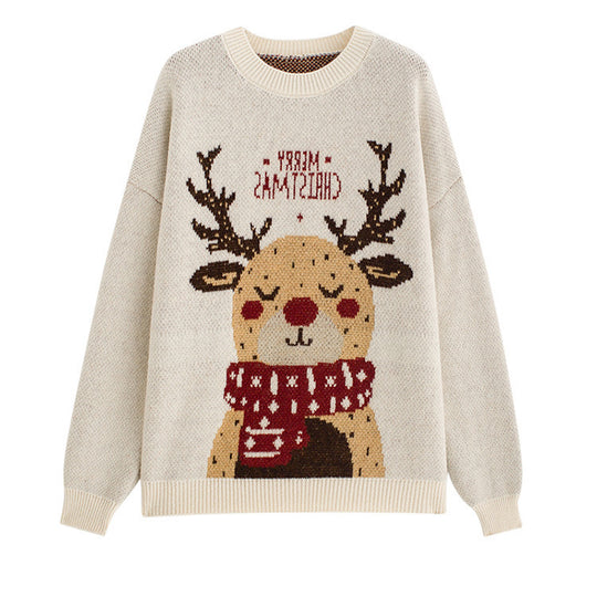 Damen-Strickpullover mit 3D-Motiv, locker geschnitten