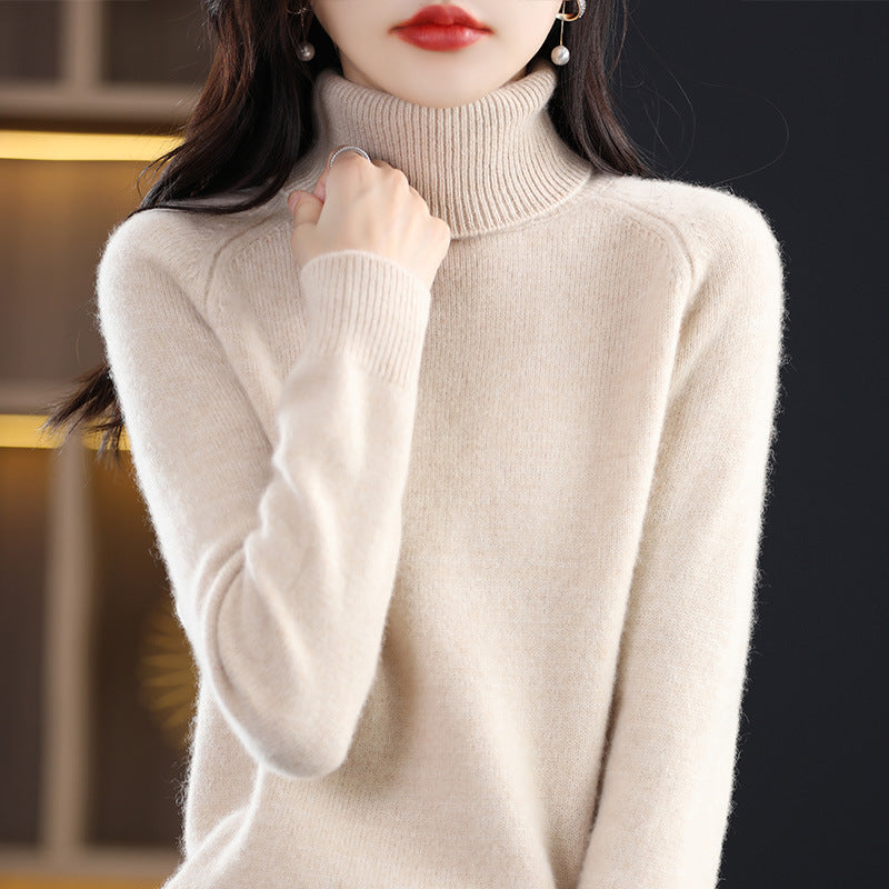 Damen-Strickpullover mit Stehkragen, locker und langärmlig