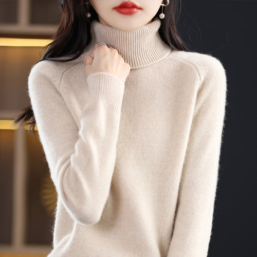 Damen-Strickpullover mit Stehkragen, locker und langärmlig