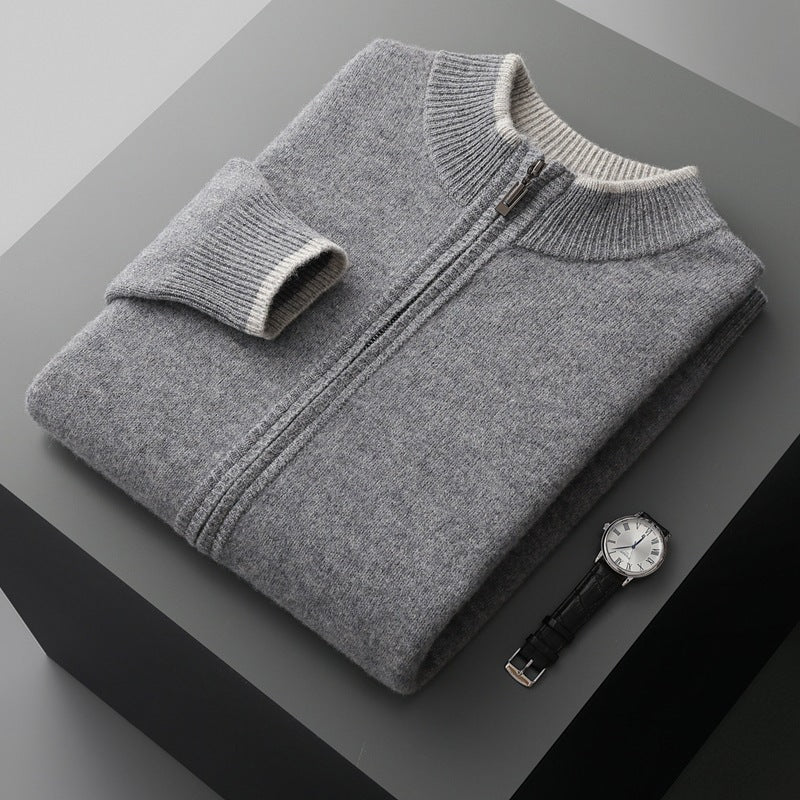Herren-Strickjacke mit Reißverschluss und Stehkragen