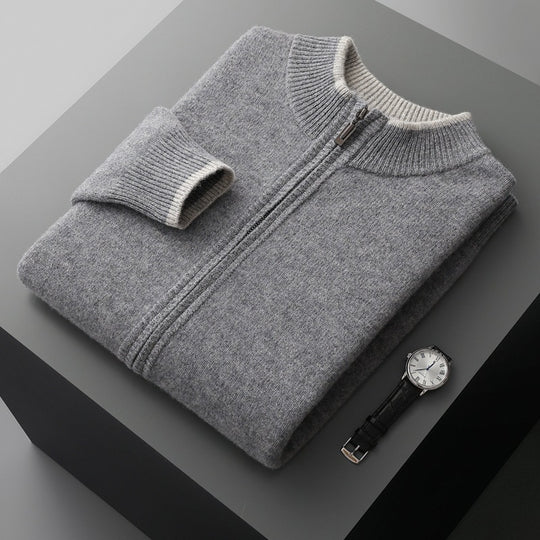 Herren-Strickjacke mit Reißverschluss und Stehkragen