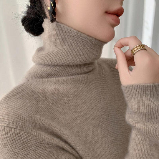 Damen-Pullover mit Stehkragen, schmal geschnitten