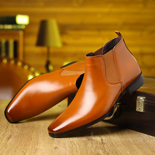 Elegante Chelsea-Stiefel, PU-Leder, spitz zulaufend