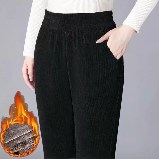 Gefütterte Cord-Haremshose für Damen, warm und bequem