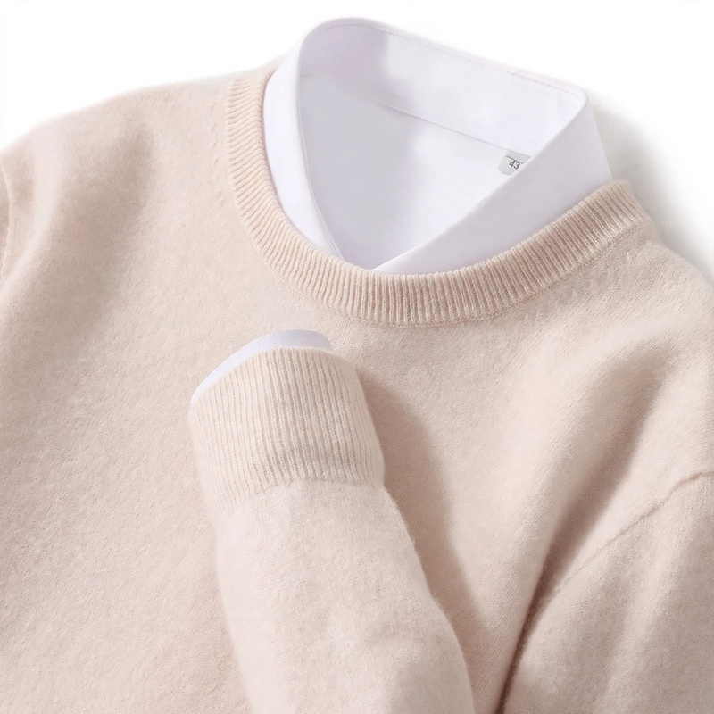 Herren-Wollpullover mit Rundhalsausschnitt