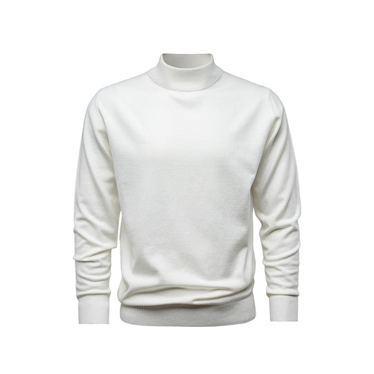 Herren-Strickpullover mit Stehkragen, einfarbig