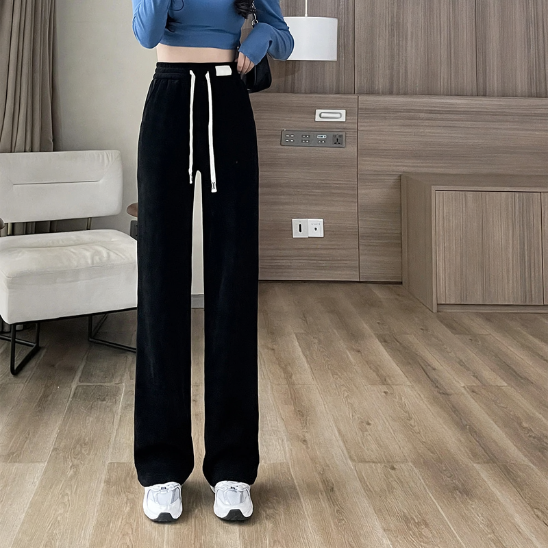 Gefütterte Cord-Freizeithose mit hohem Bund