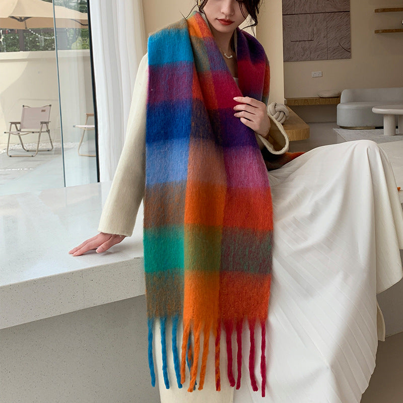 Karierter Schal in Mohair-Optik, wärmend