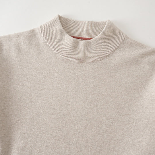 Herren-Strickpullover mit Stehkragen, einfarbig