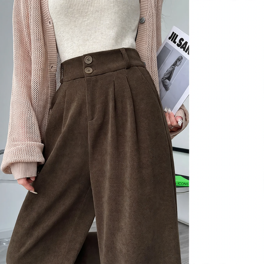 Gefütterte Chenille-Hose mit hohem Bund