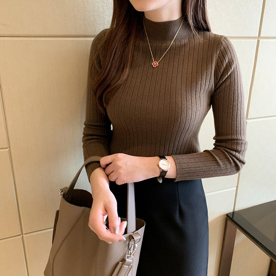 Damen-Strickpullover mit Stehkragen, dünn