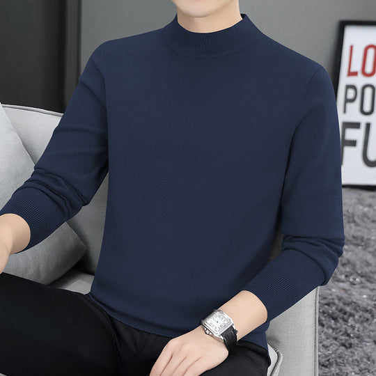 Herren-Strickpullover mit Stehkragen, gefüttert