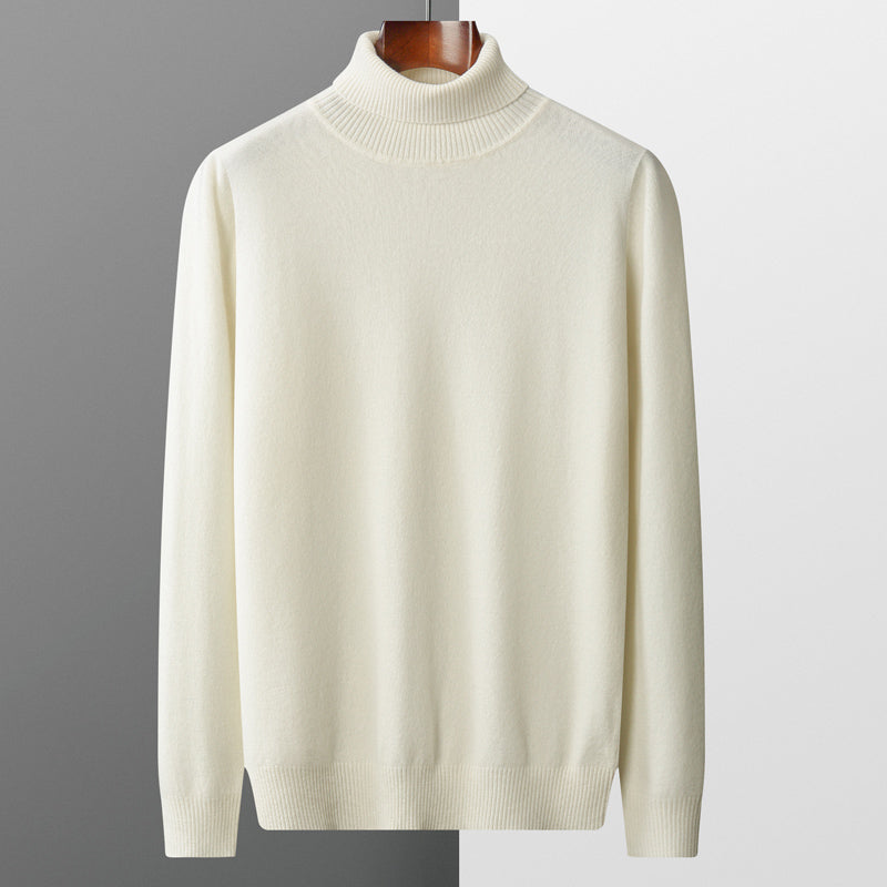 Herren-Rollkragenpullover, einfarbig, langärmelig, Strick