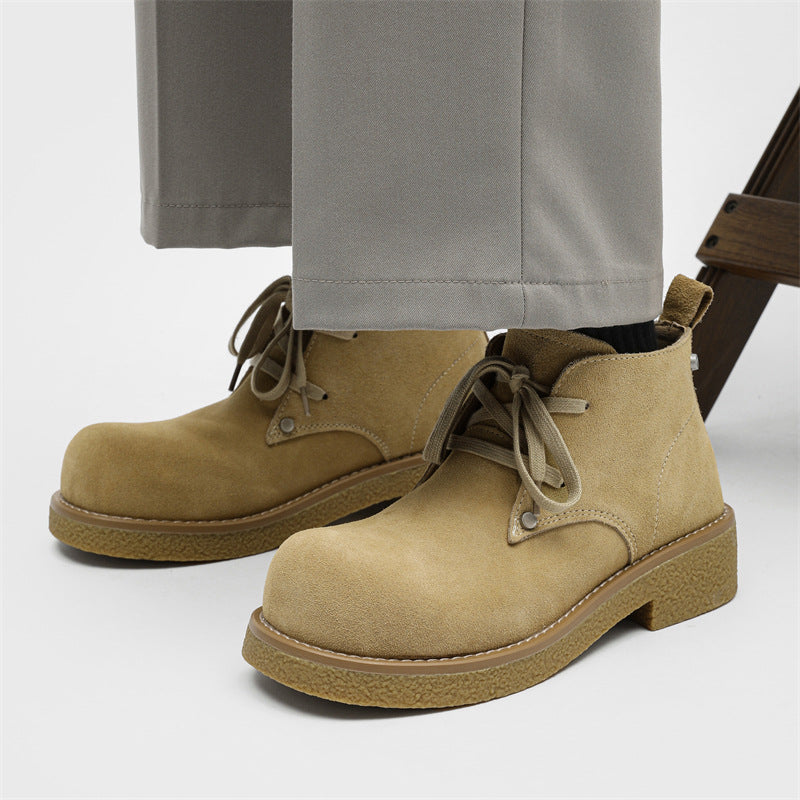 Herren-Derbyschuhe, Wildleder, Plateau, Schnürstiefel