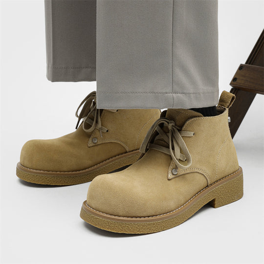 Herren-Derbyschuhe, Wildleder, Plateau, Schnürstiefel