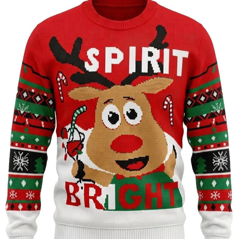 Weihnachts-Strickpullover mit Tiermotiven