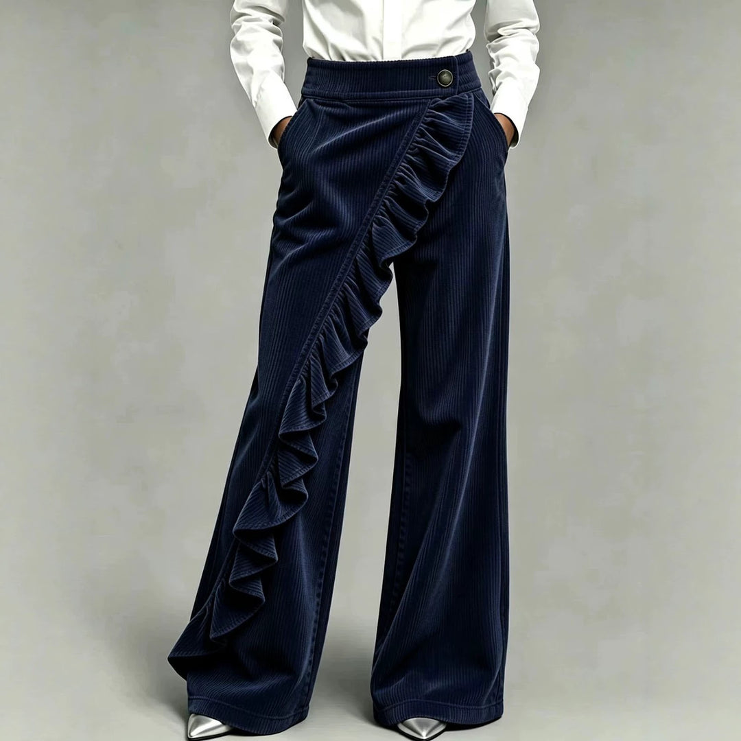Damen-Cordhose mit Schlag und hohem Bund