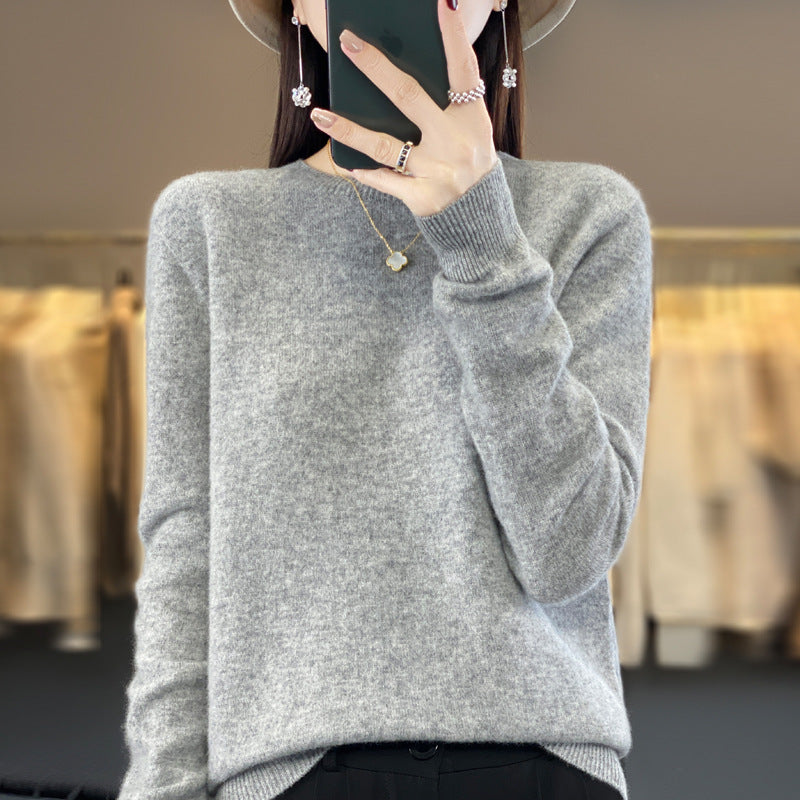 Damen Strickpullover, nahtlos, Rundhalsausschnitt