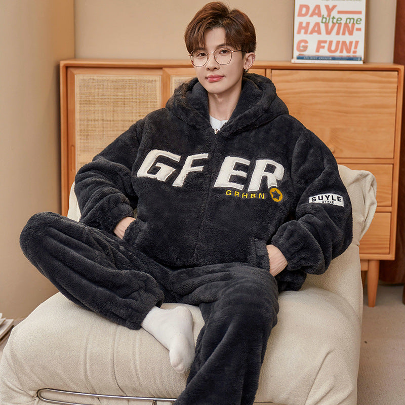 Warmer Herren-Schlafanzug aus Flanell, gefüttert