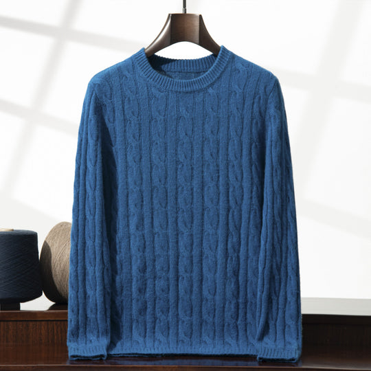 Herren-Kaschmirpullover, Zopfmuster, schweres Strickdesign