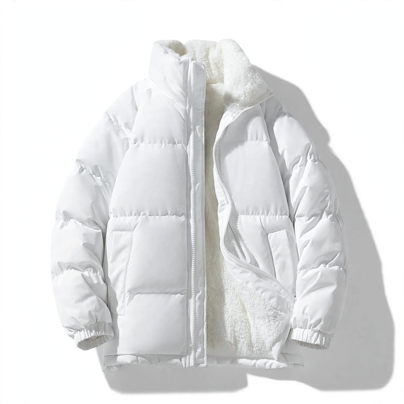 Gefütterte Herren-Winterjacke mit Kapuze und Windschutz