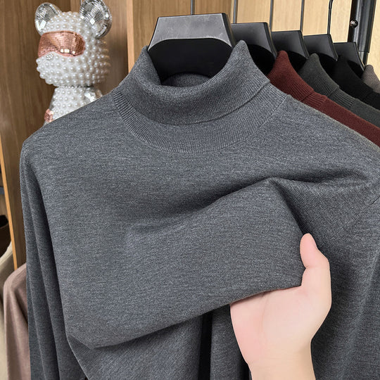 Herren-Pullover aus Seide und Schafwolle, Stehkragen