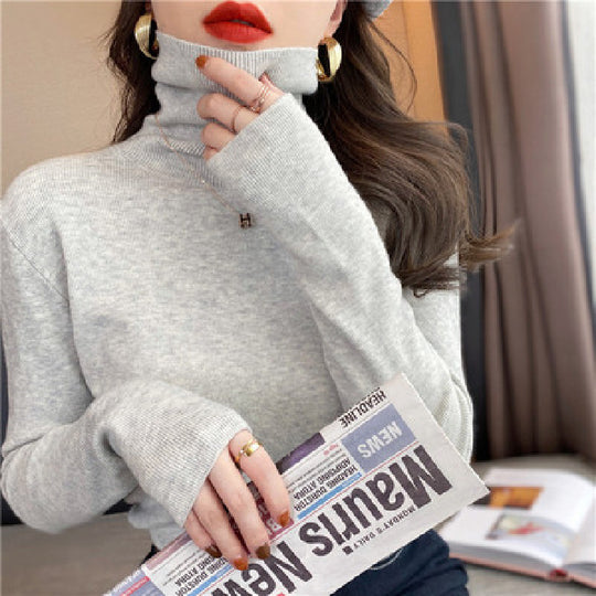 Damen-Strickpullover mit Stehkragen, schmal geschnitten