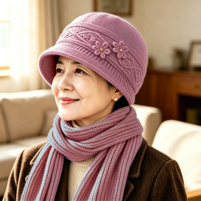 Strickmütze und Schal Set für Damen