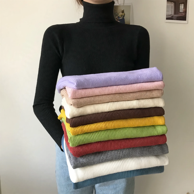 Damen-Rollkragenpullover, Strick, figurbetont