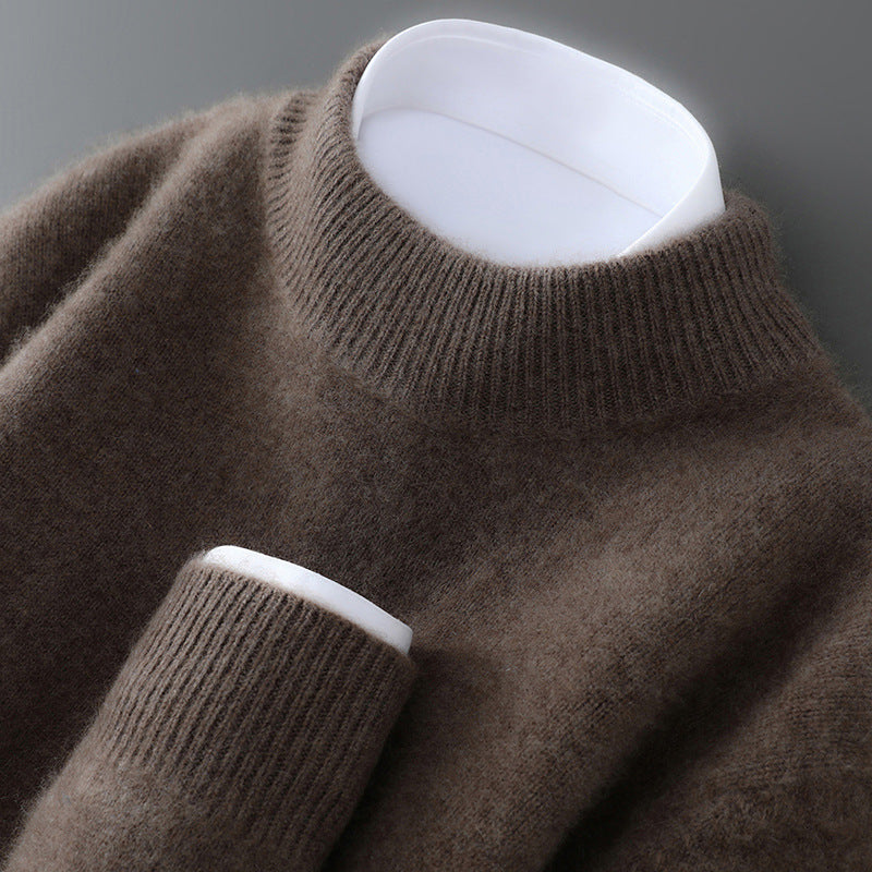 Herren-Wollpullover, Halbkragen, gestrickt, locker