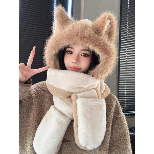 Plüsch-Set mit Ohrenschutz, Winter-Accessoire