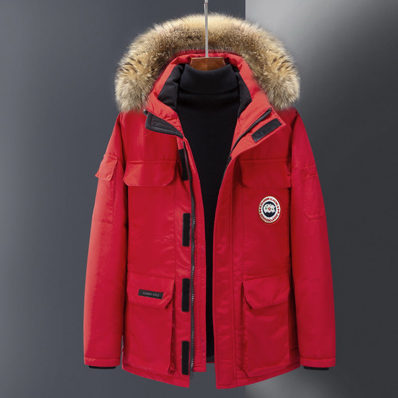 Herren-Daunenparka, mittellang, für Outdoor-Aktivitäten