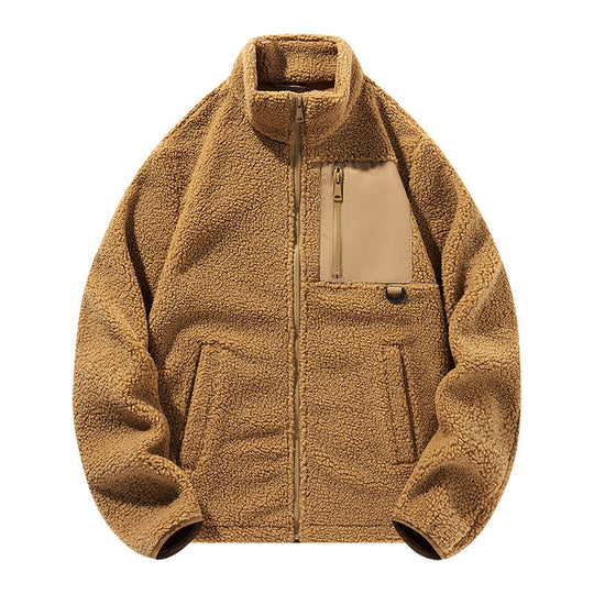 Unisex-Fleecejacke mit Stehkragen und Taschen
