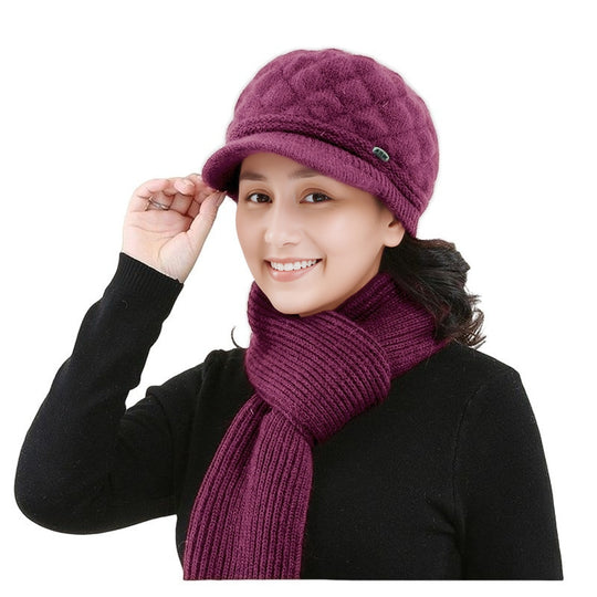 Winter-Set: Strick-Baskenmütze und Schal für Damen