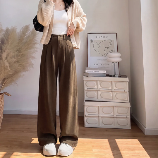 Elegante Cord-Anzughose mit weitem Bein
