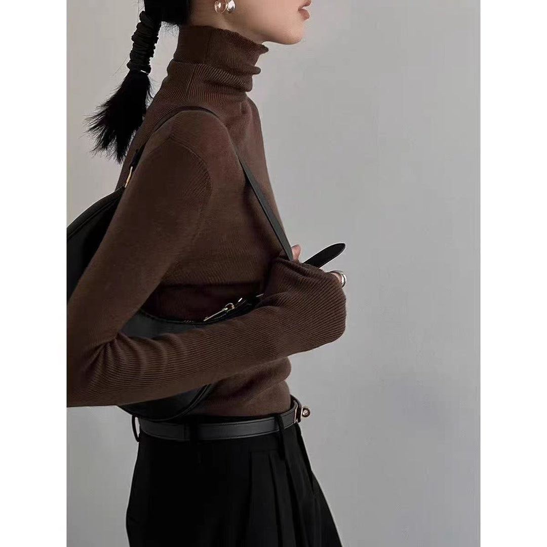 Damen-Kaschmir-Wollpullover, dünn, Stehkragen