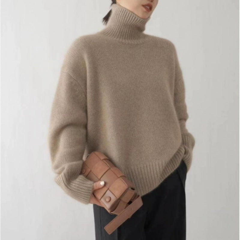 Lockerer Damen-Strickpullover mit Rollkragen
