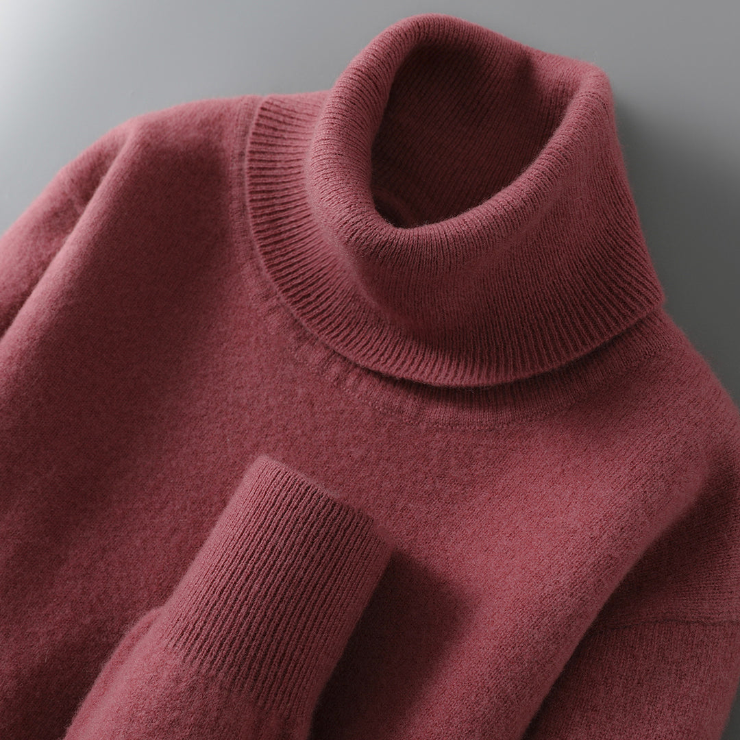 Herren-Wollpullover, 100% Wolle, Stehkragen, Business-Stil