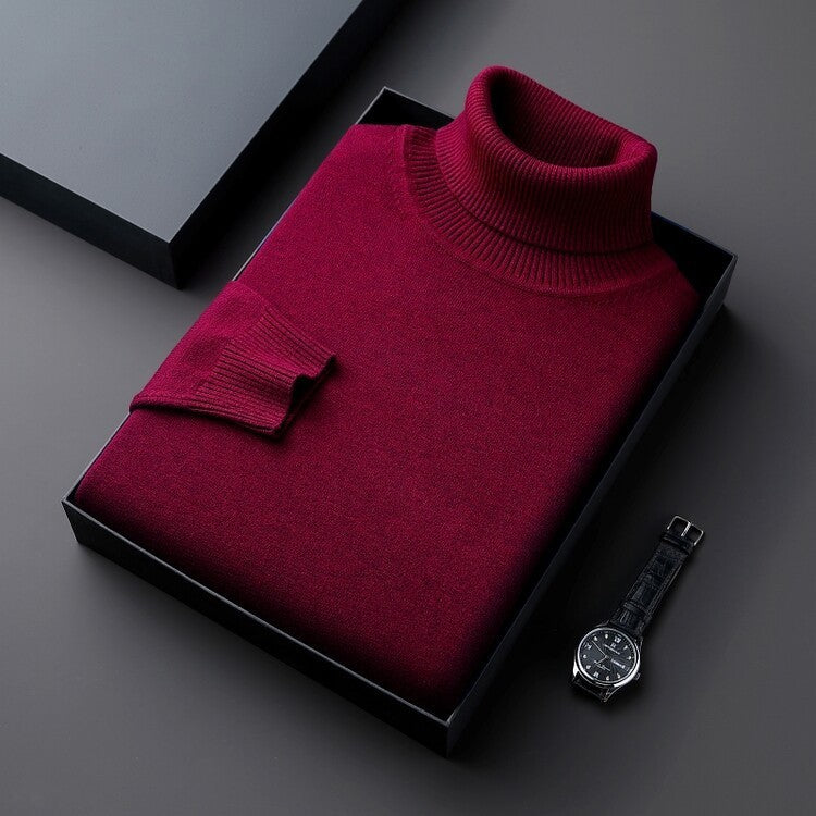 Herren-Rollkragenpullover, einfarbig, dick und locker
